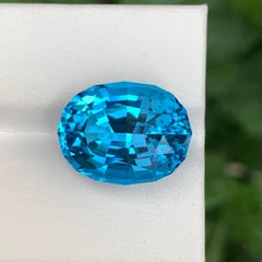 15.80 Carat Natural Loose Electric Blue Topaz Oval Cut Madagascar's Gemstone