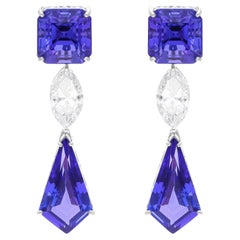 Orecchini di tanzanite da 15,80 carati Orecchini di tanzanite da 2,06 carati SI/H Marquise Diamond Oro bianco 14k