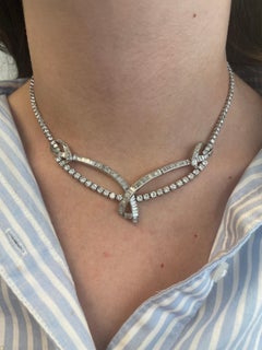 15.80ct Round & Baguette Diamond Necklace Platinum