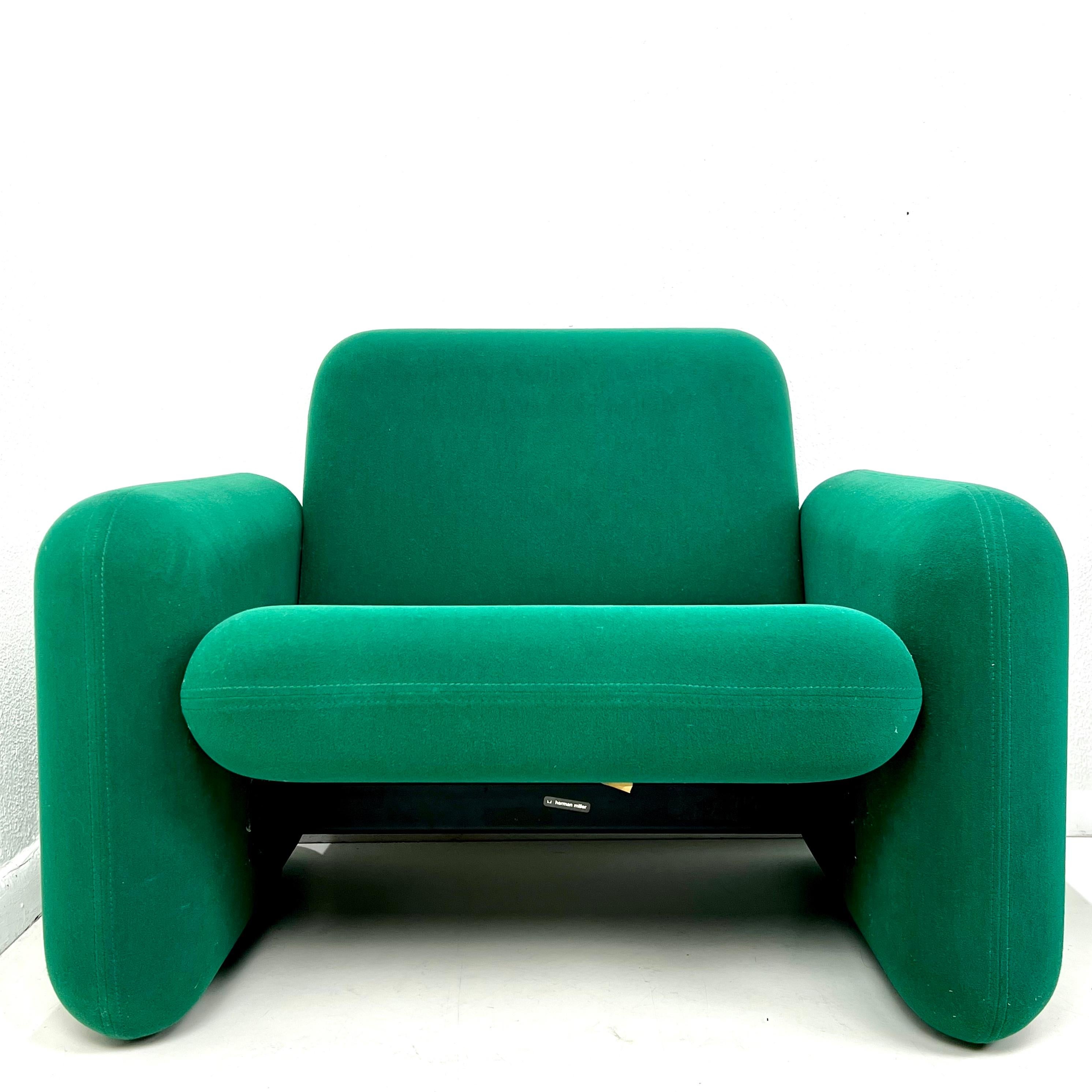 #1582 Pareja de sillas Chiclet vintage de Herman Miller por Ray Wilkes - Verde en venta 12