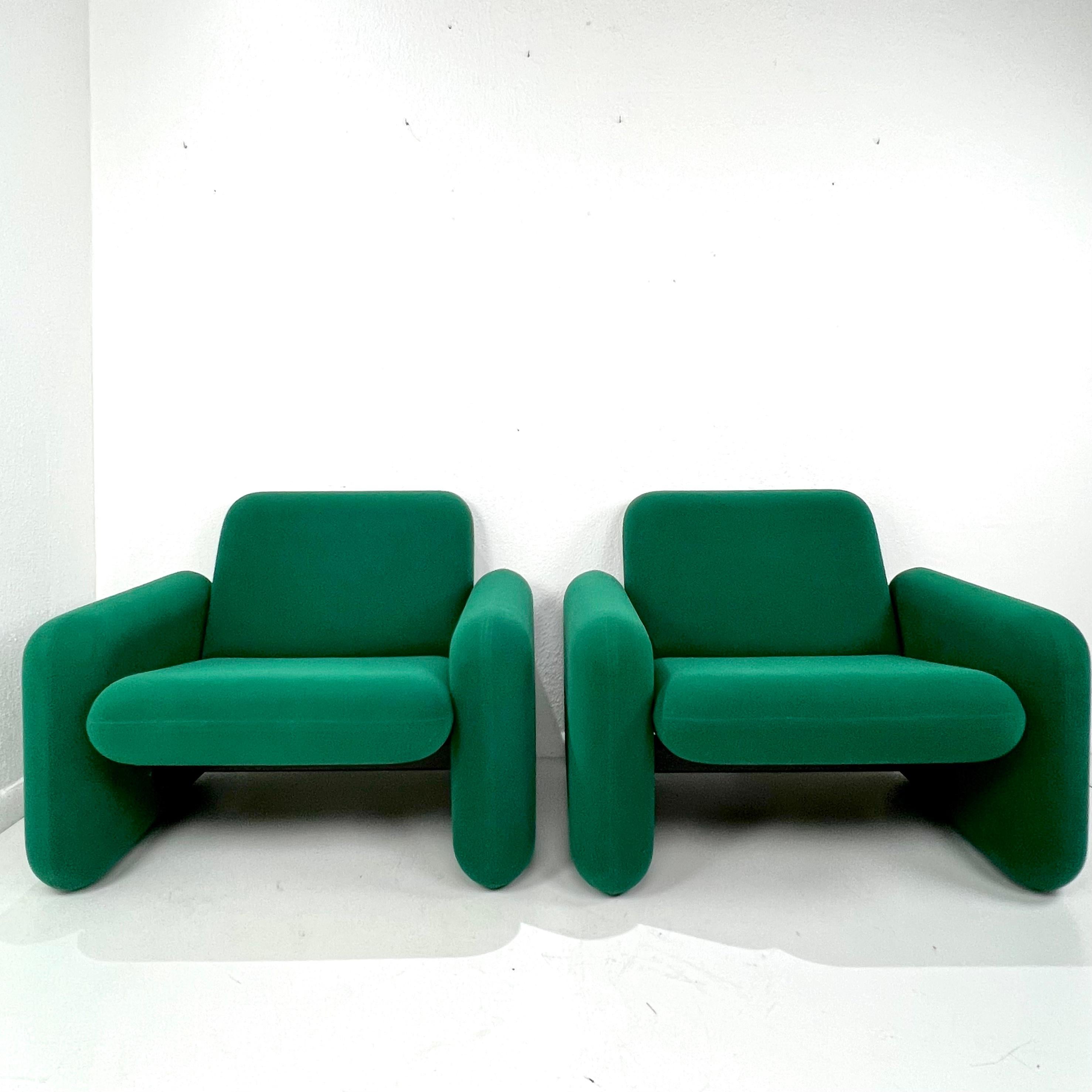#1582 Pareja de sillas Chiclet vintage de Herman Miller por Ray Wilkes - Verde Estadounidense en venta