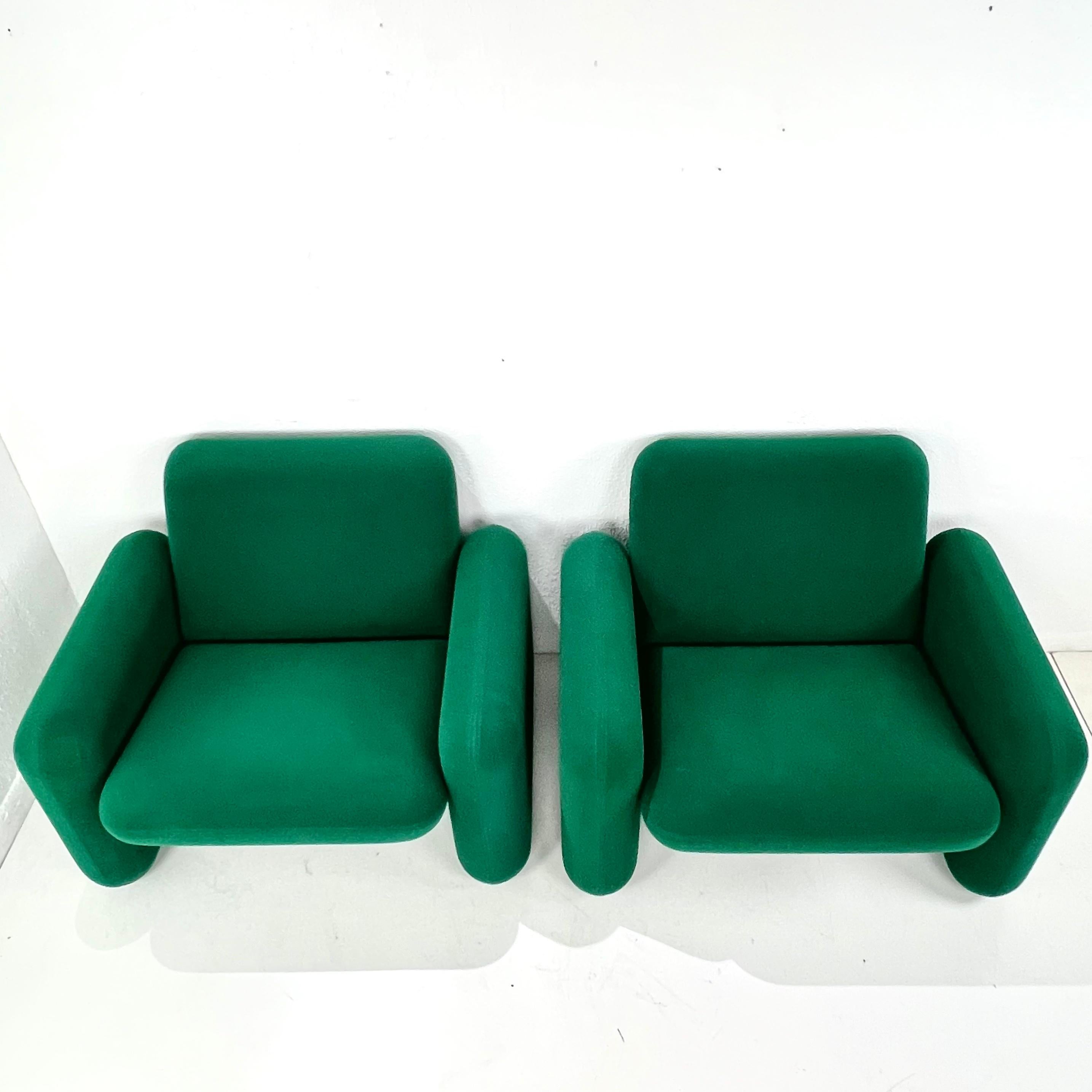 #1582 Pareja de sillas Chiclet vintage de Herman Miller por Ray Wilkes - Verde en Bueno estado para la venta en Dallas, TX