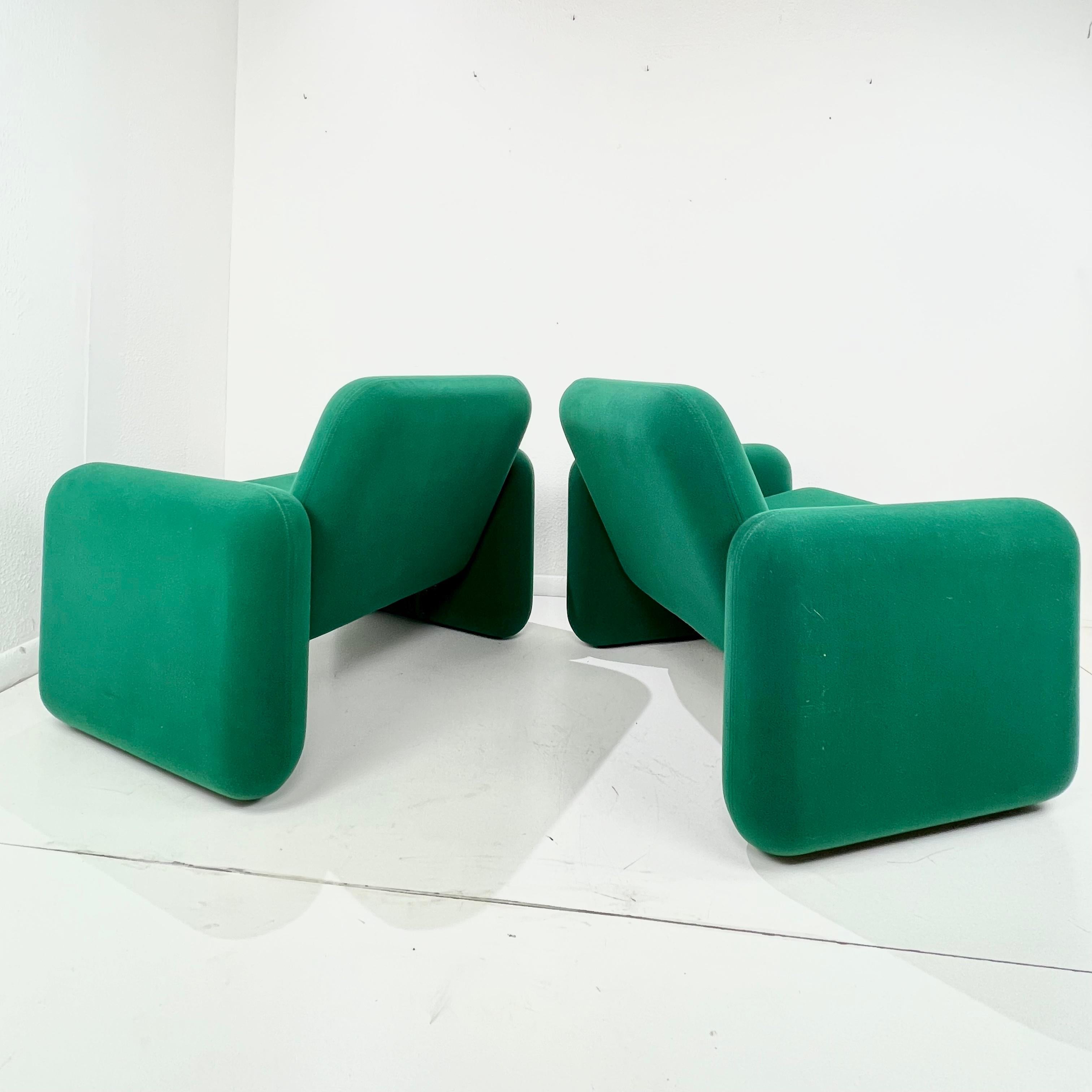 #1582 Pareja de sillas Chiclet vintage de Herman Miller por Ray Wilkes - Verde finales del siglo XX en venta