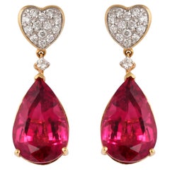 Sunita Nahata 15.83 Carat Rubellite Tourmaline Earring with Diamond in 18KYG