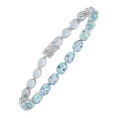 15,83 Karat Aquamarin-Tennisarmband aus 18k massivem Weißgold, Grandma Gift
