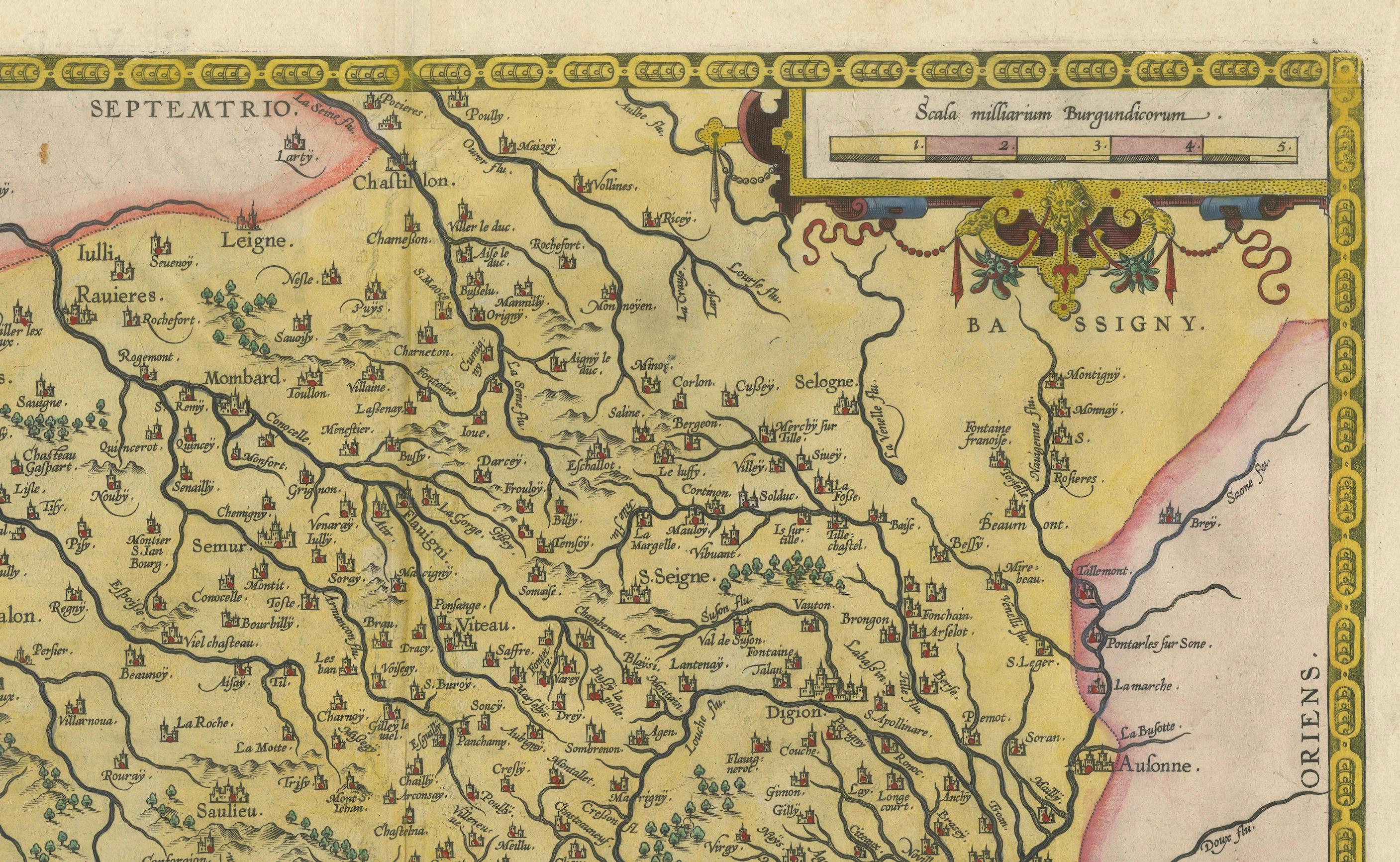 18th Century and Earlier 1584 Abraham Ortelius Map of Lower Burgundy, France For Sale