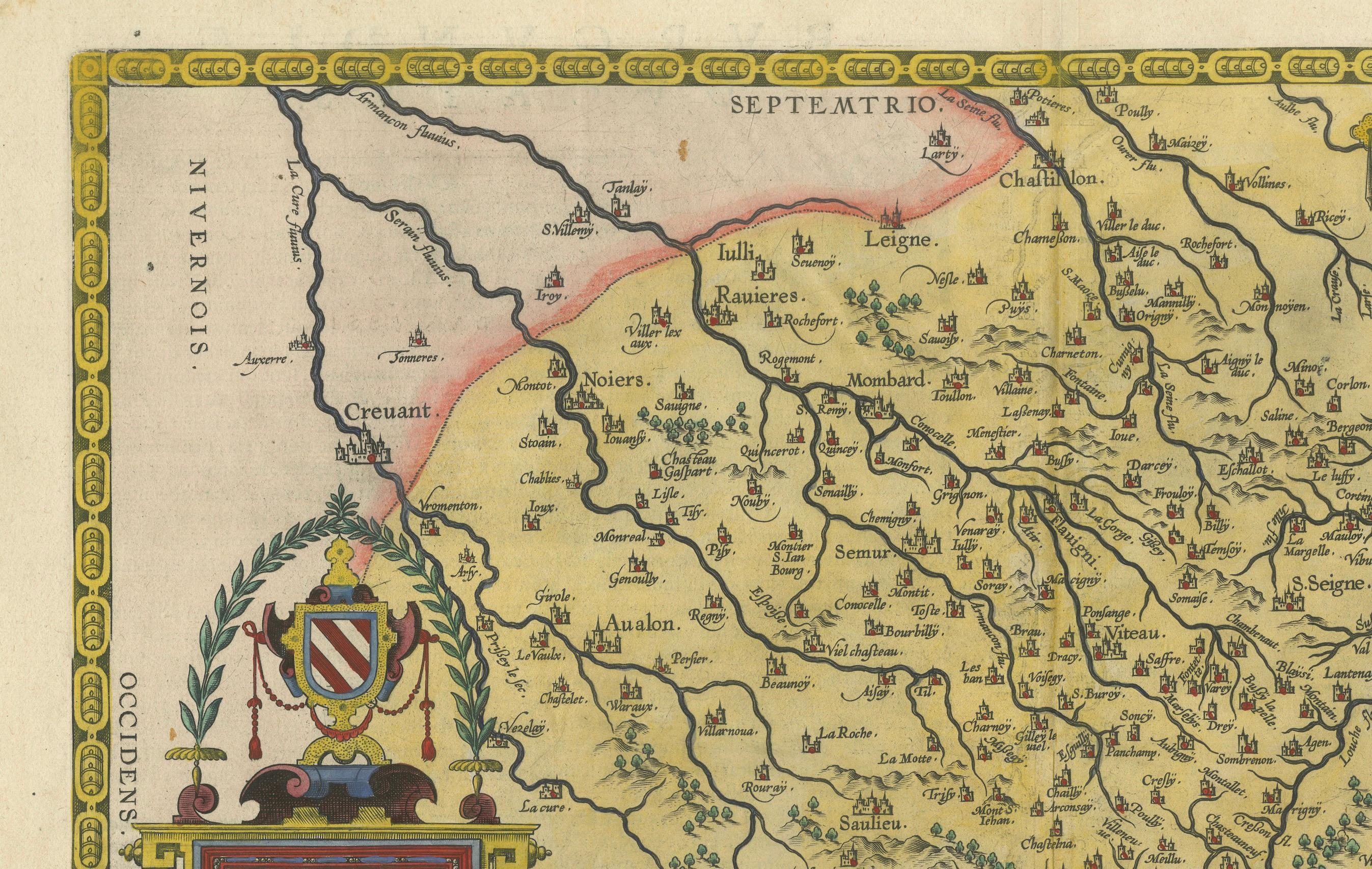Paper 1584 Abraham Ortelius Map of Lower Burgundy, France For Sale