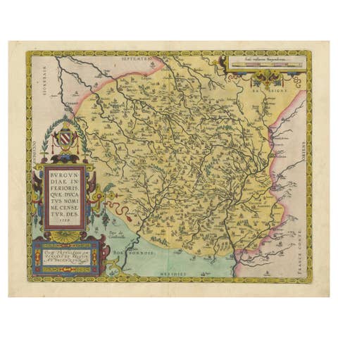 1584 Abraham Ortelius Map of Lower Burgundy, France