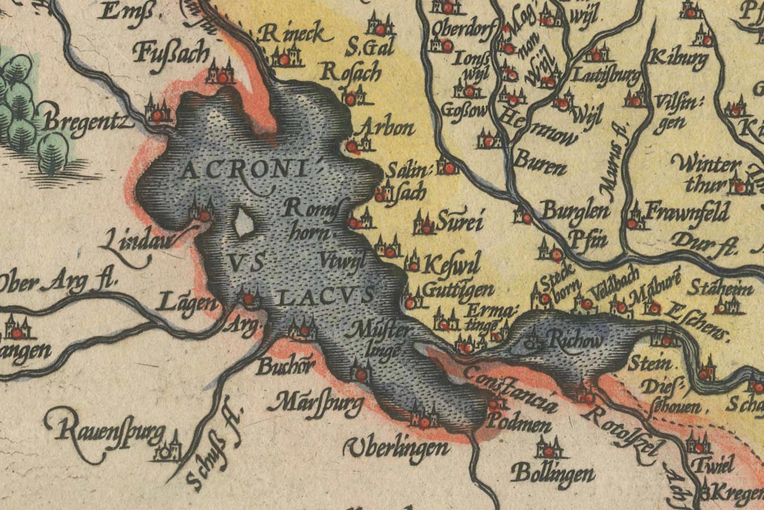 Carte de la Suisse d'Orlélius 1584 : une réédition cartographique Bon état - En vente à Langweer, NL