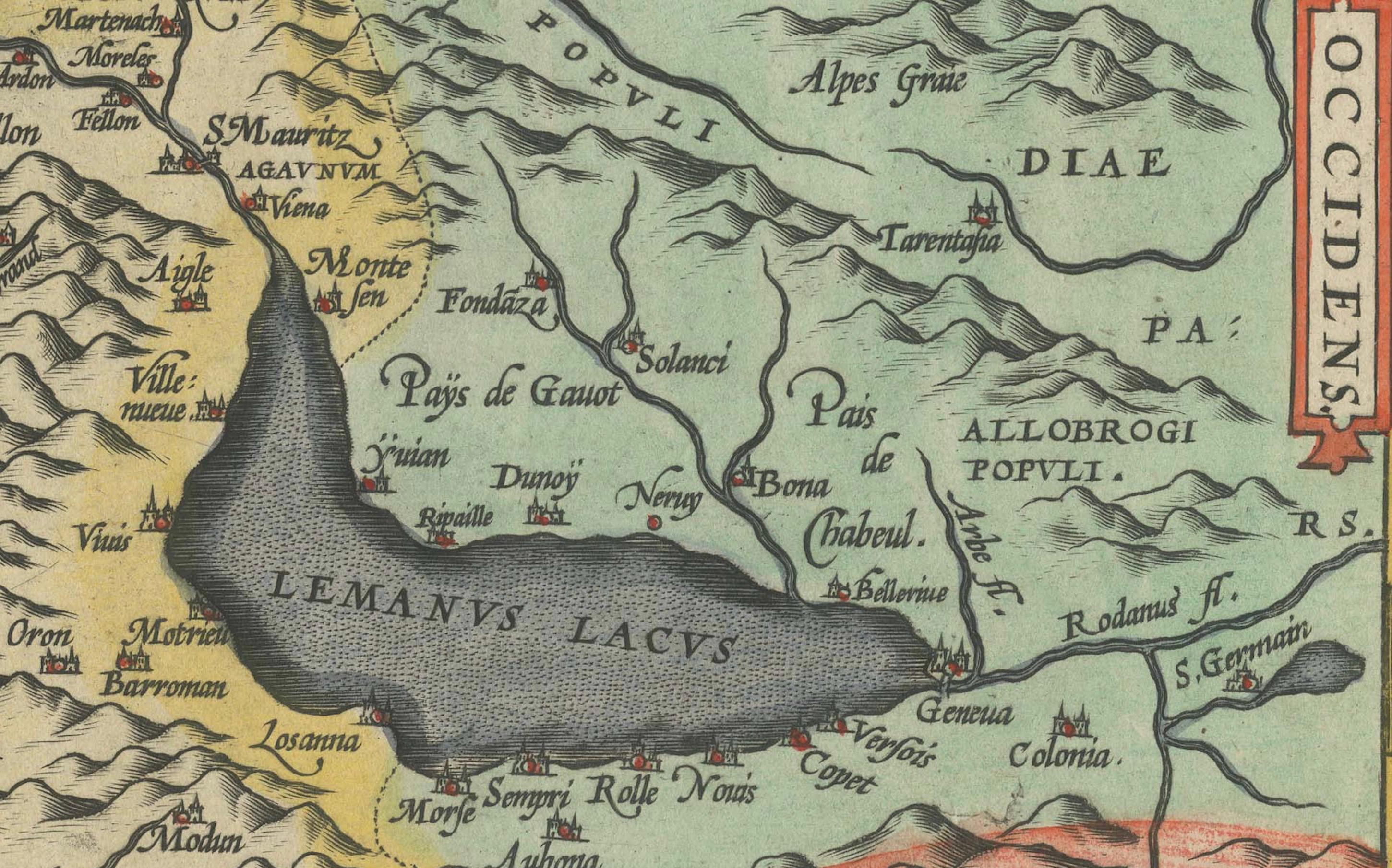 Carte de la Suisse d'Orlélius 1584 : une réédition cartographique en vente 2