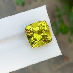 15,85 Karat Natürlicher Loser Grüner Gold Zitronenquarz Quadratische Form Edelstein