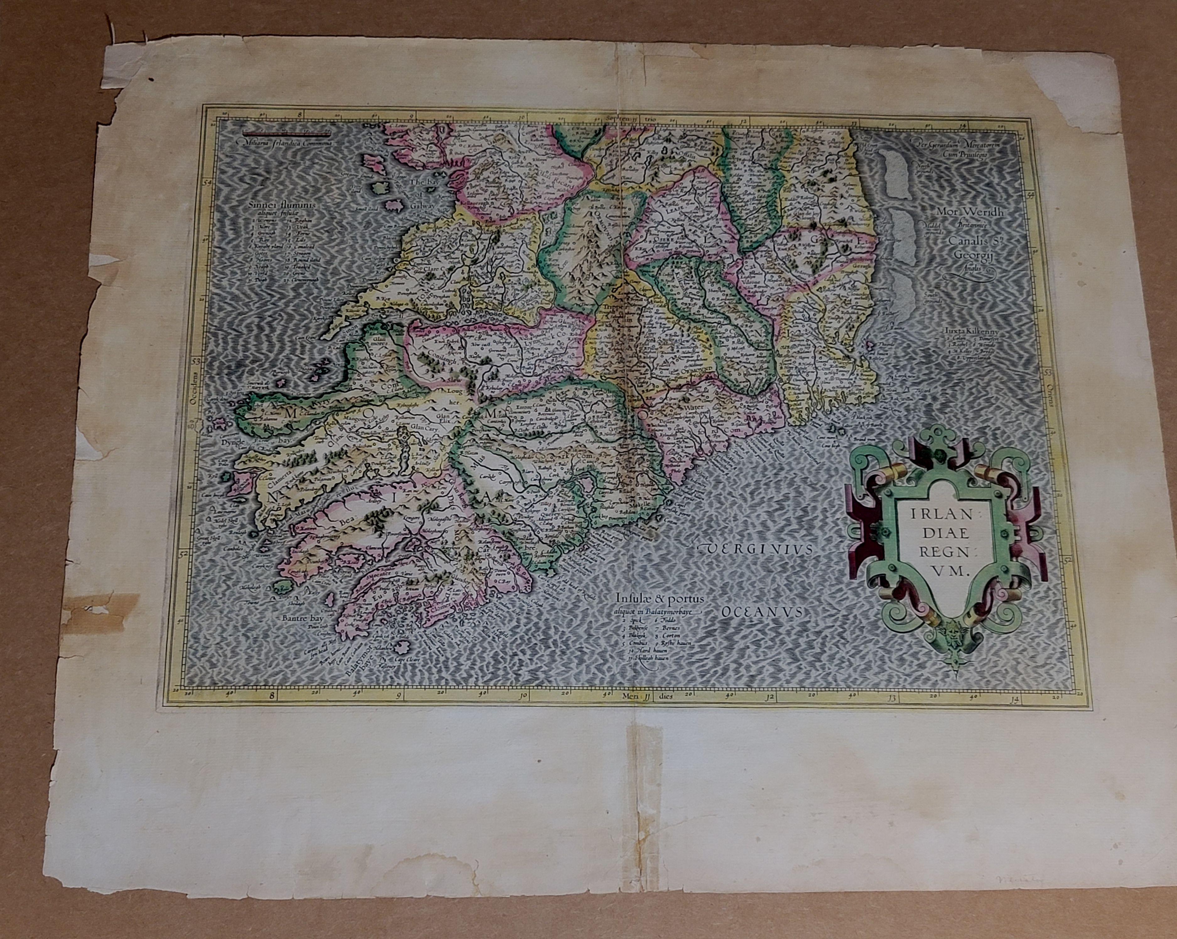 mercator-Karte von Irland aus dem Jahr 1585, Titel 
