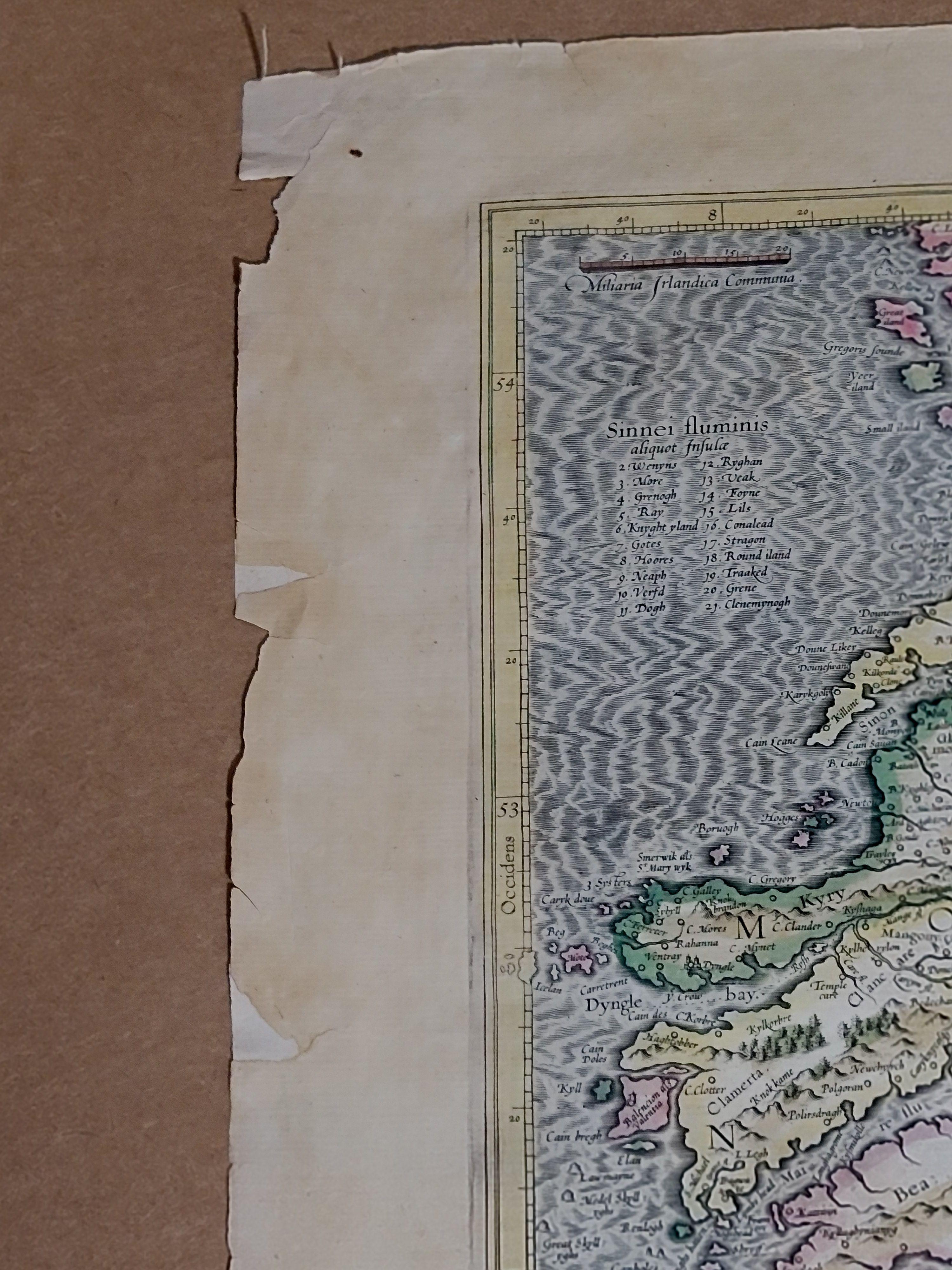 1585 Mercator-Karte Irlands, mit dem Titel „Irlandiae Regnvm“, handkolorierte Ric0006 im Angebot 1