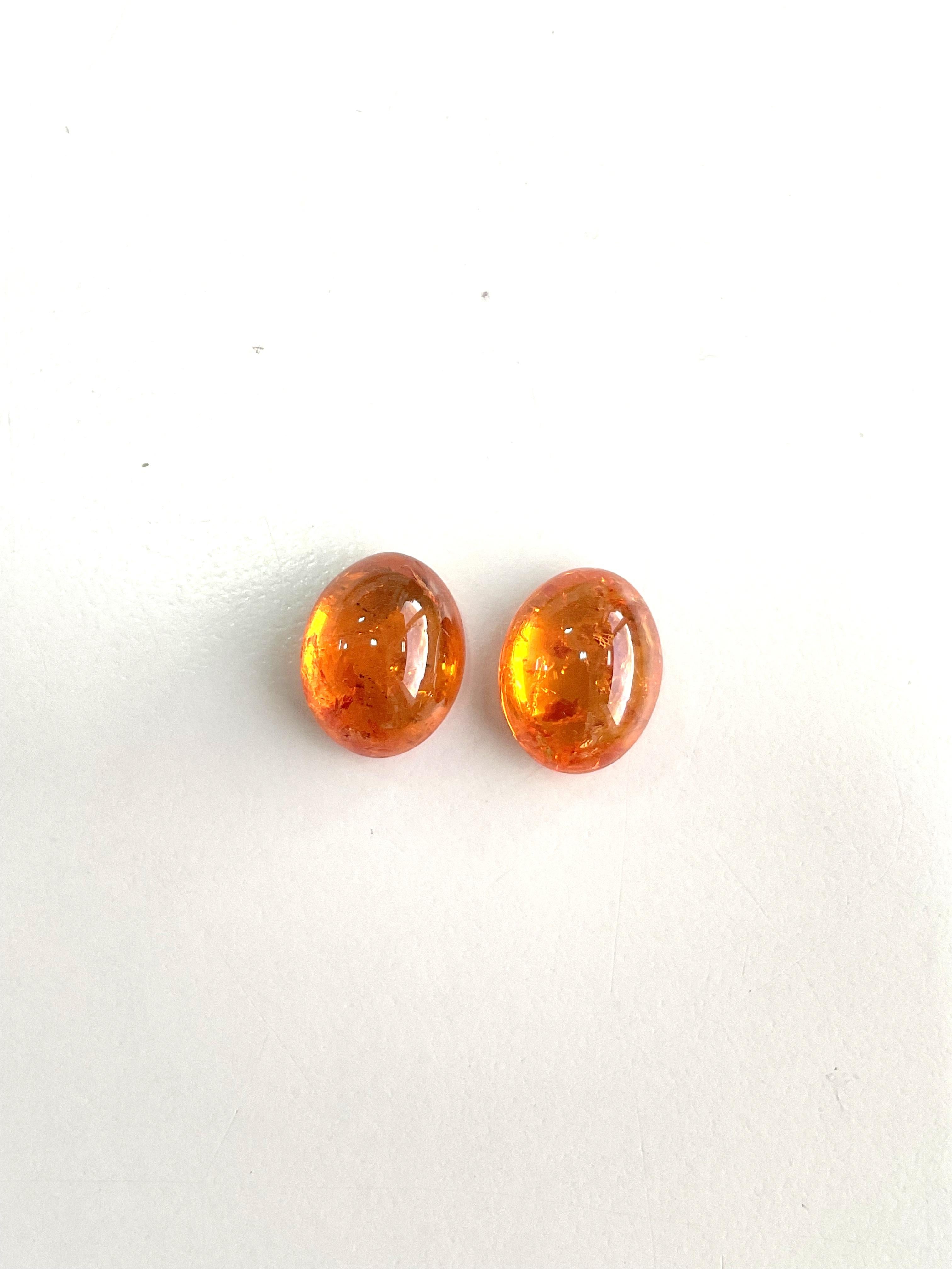 Taglio ovale 15,87 Carati di Granato Fanta Spessartite Cabochon ovale di qualità superiore Nature in vendita