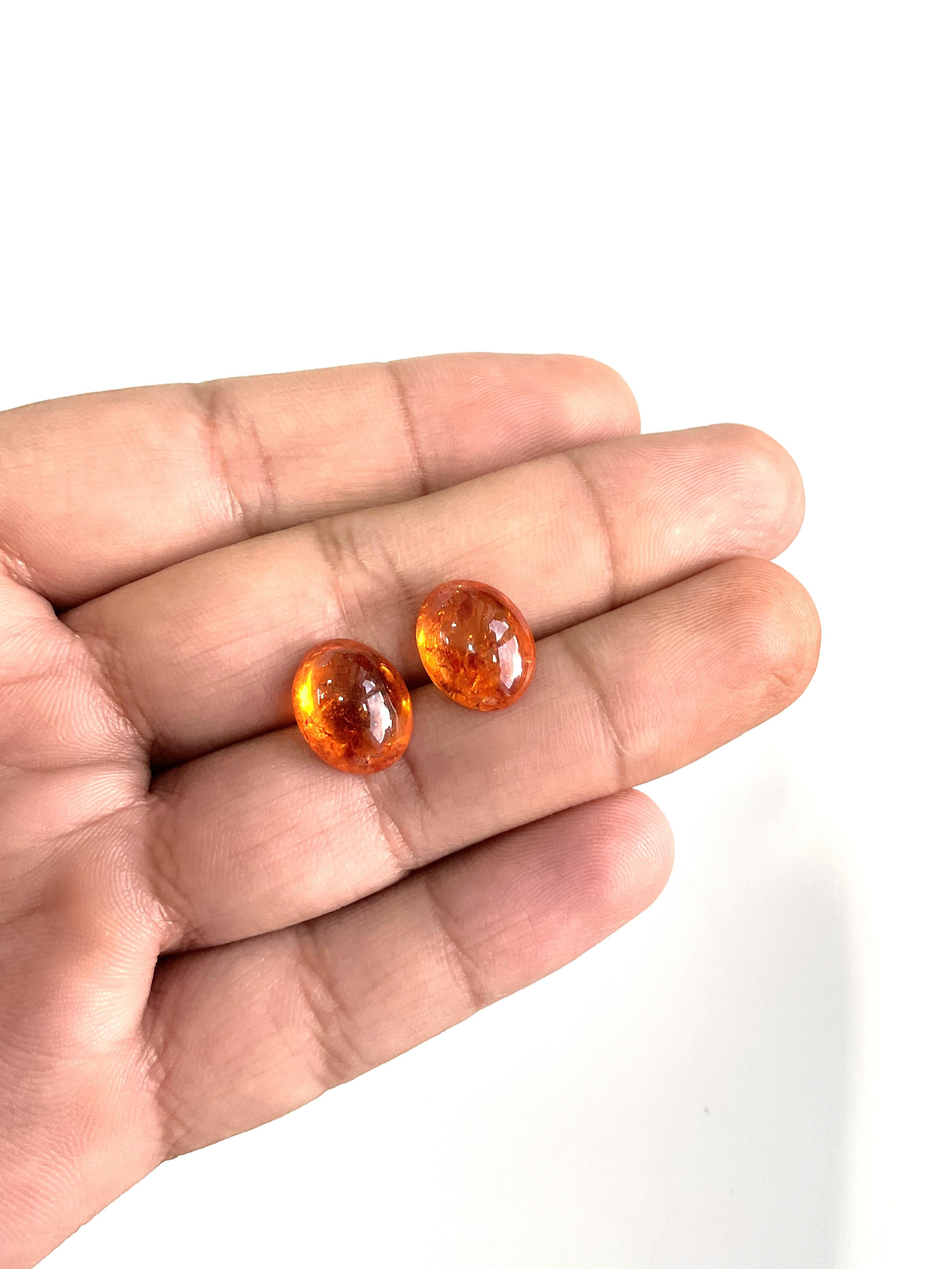 15,87 Carati di Granato Fanta Spessartite Cabochon ovale di qualità superiore Nature in vendita 2