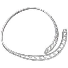 15.88 Carat Pear Pavé Diamond 18 Karat White Gold Open Collar Choker Necklace