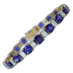 15.89 ct Sapphire Tennis Bracelet 18K Yellow Gold