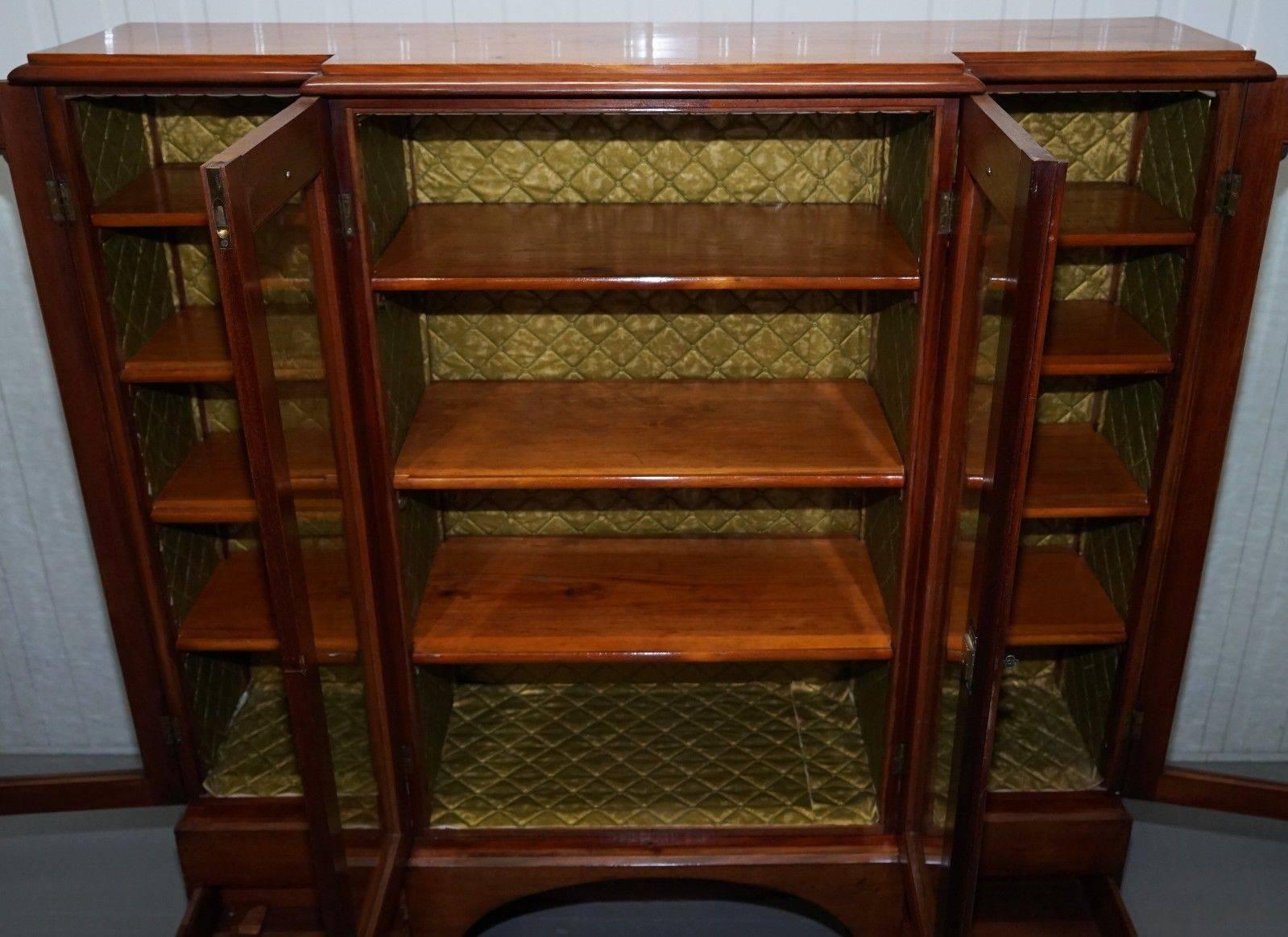 Tall Victorian 19th Century Mahogany Library Breakfront Bookcase Cabinet 4