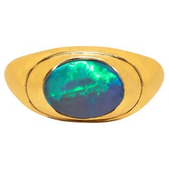 1.58ct Australian Black Opal & 18k Gold Ring