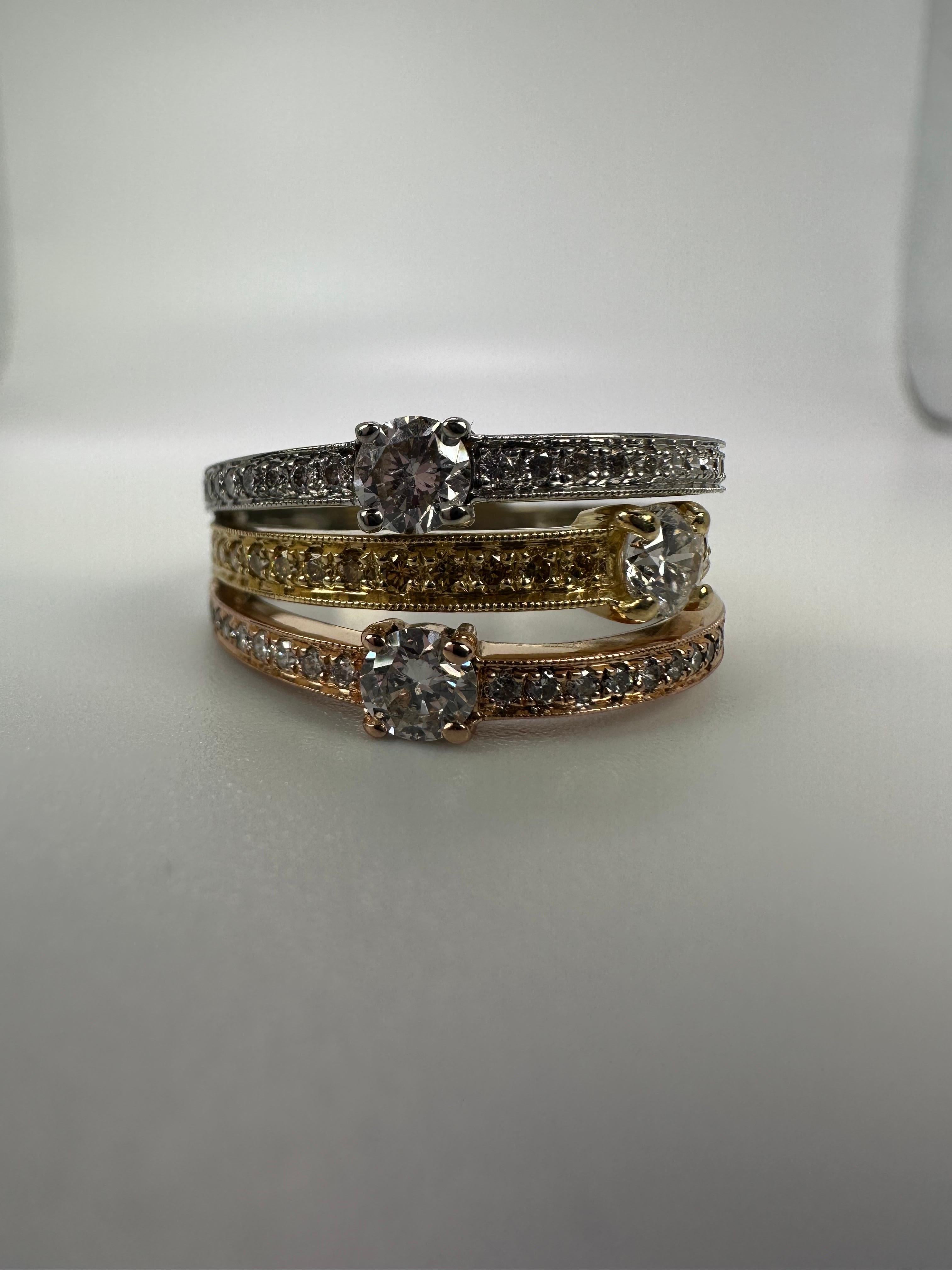 1.58ct diamond ring 14KT gold diamond cocktail ring In New Condition For Sale In Jupiter, FL