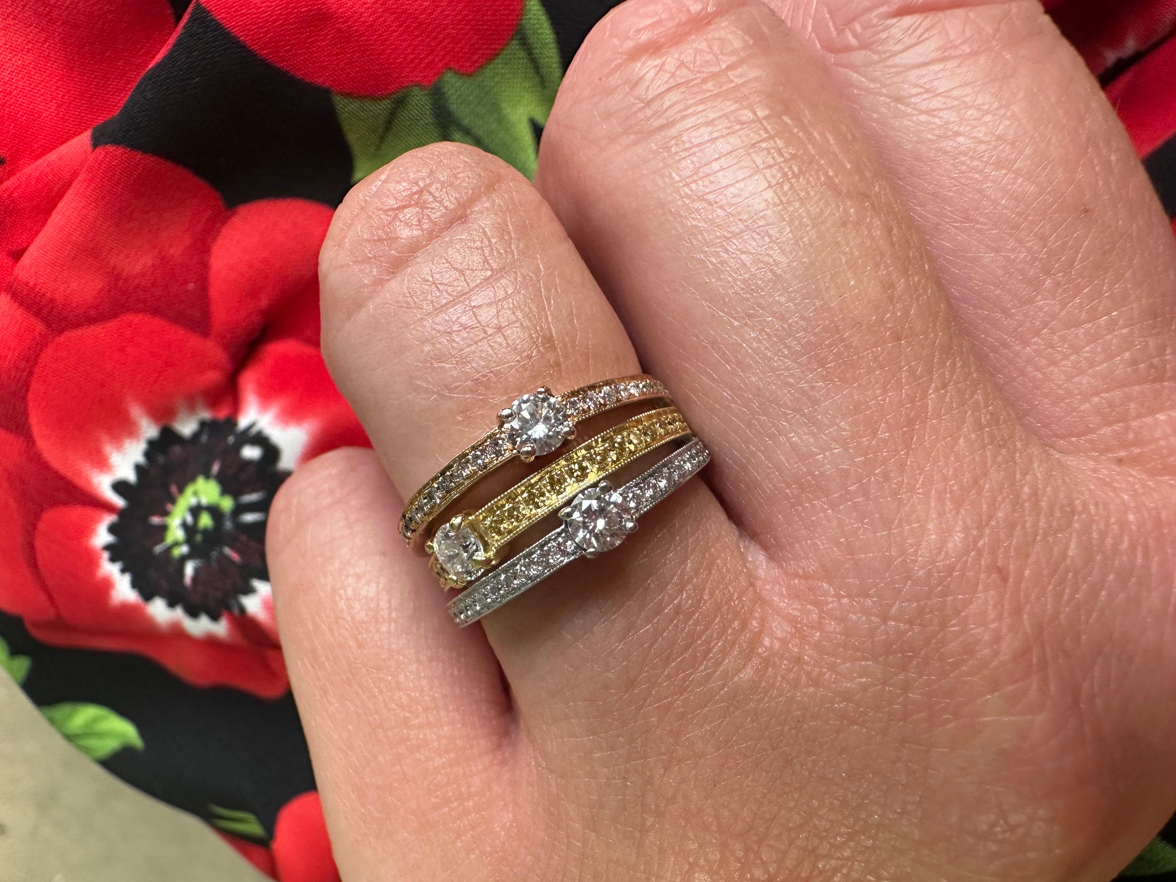 Women's or Men's 1.58ct diamond ring 14KT gold diamond cocktail ring For Sale