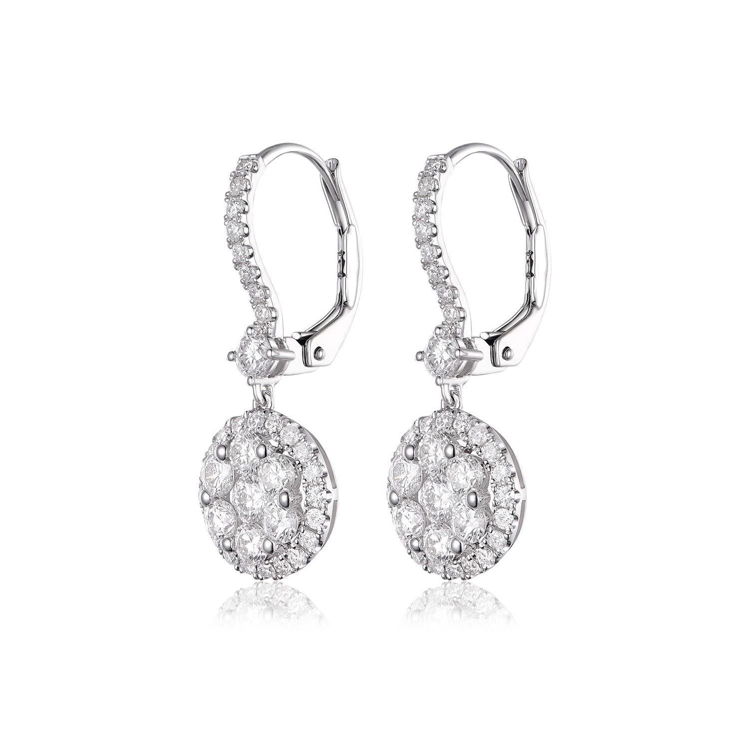 In the realm of fine jewelry, there are certain pieces that capture the essence of timeless beauty and elegance. Among such masterpieces are the 18K White Gold Diamond Drop Earrings, adorned with an impressive 1.58ct of diamonds. These earrings are
