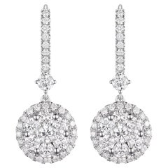 1,58 Karat Diamanten 18K Weißgold Diamant-Tropfen-Ohrringe
