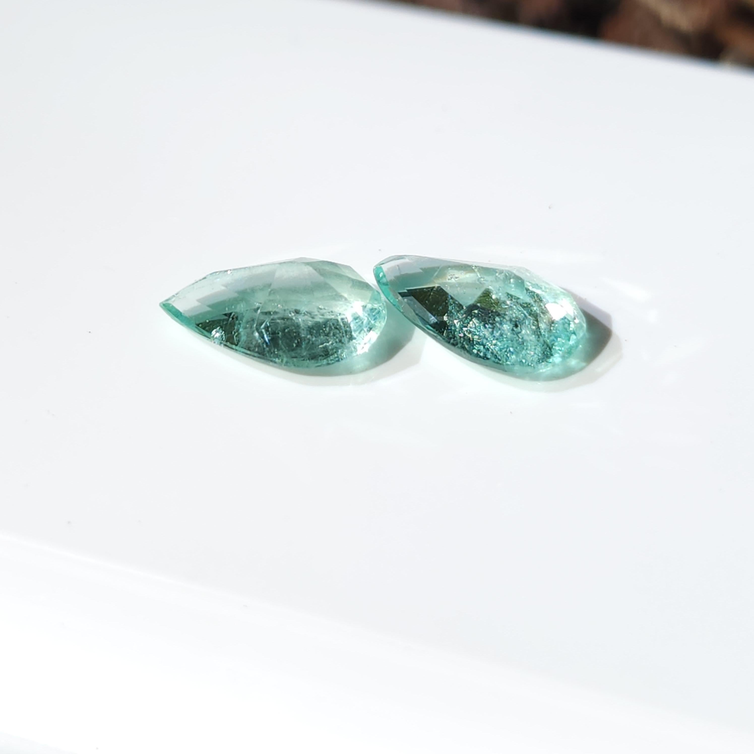 1.58Ct Natural Loose Emerald Pear Shape 2 Pcs For Sale 6
