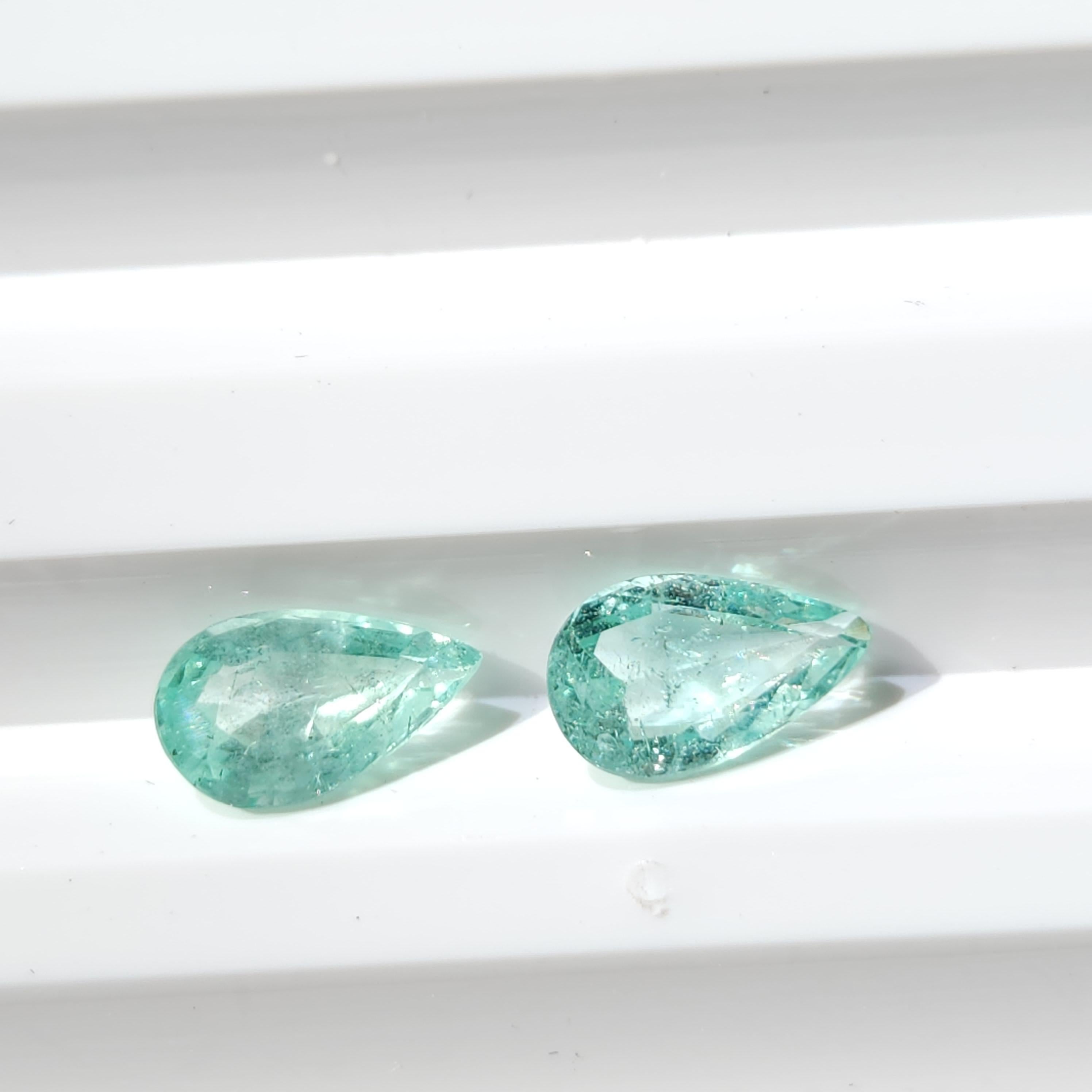 1.58Ct Natural Loose Emerald Pear Shape 2 Pcs For Sale 2