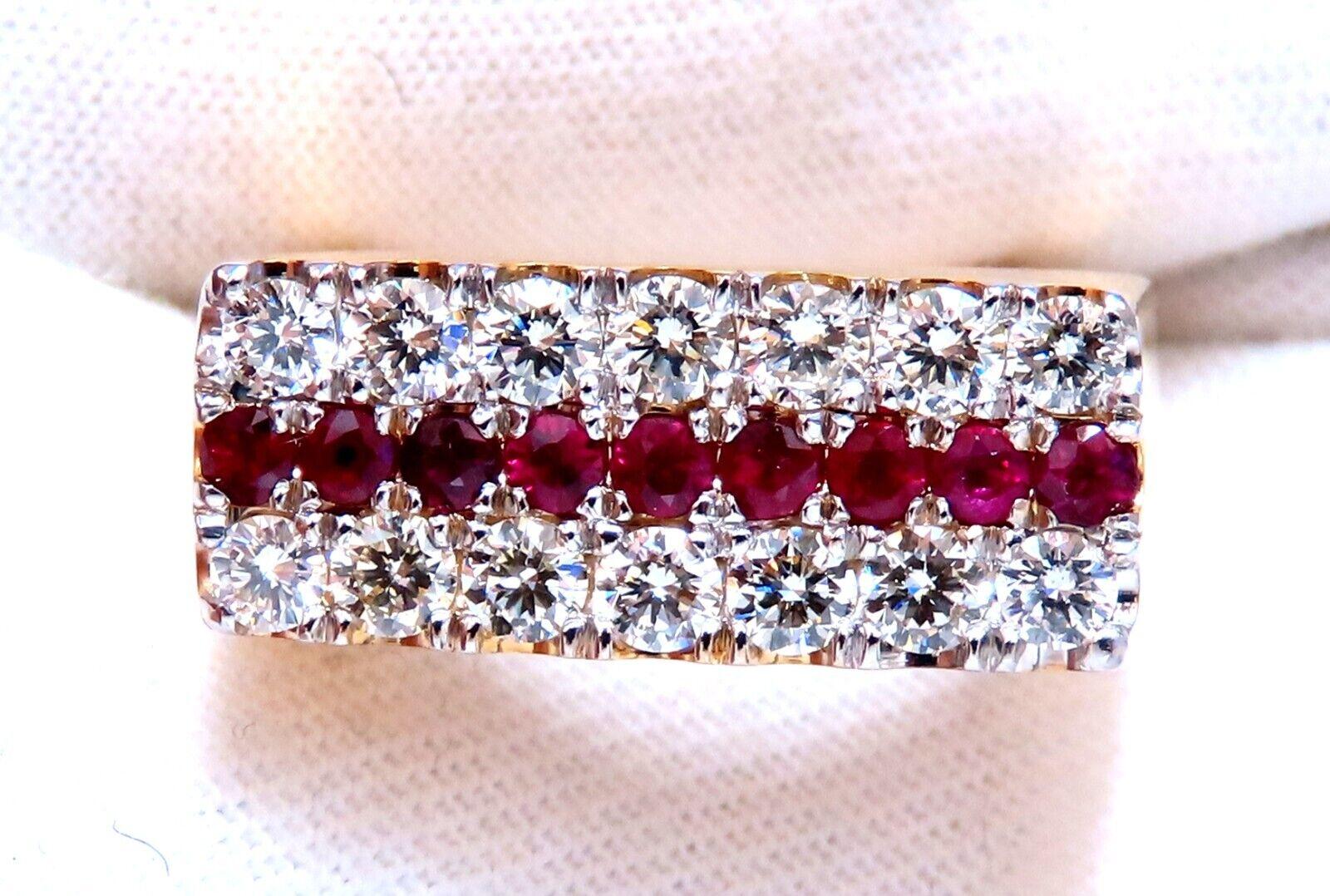 Women's or Men's 1.58ct natural rubies and diamonds ring Flat band For Sale