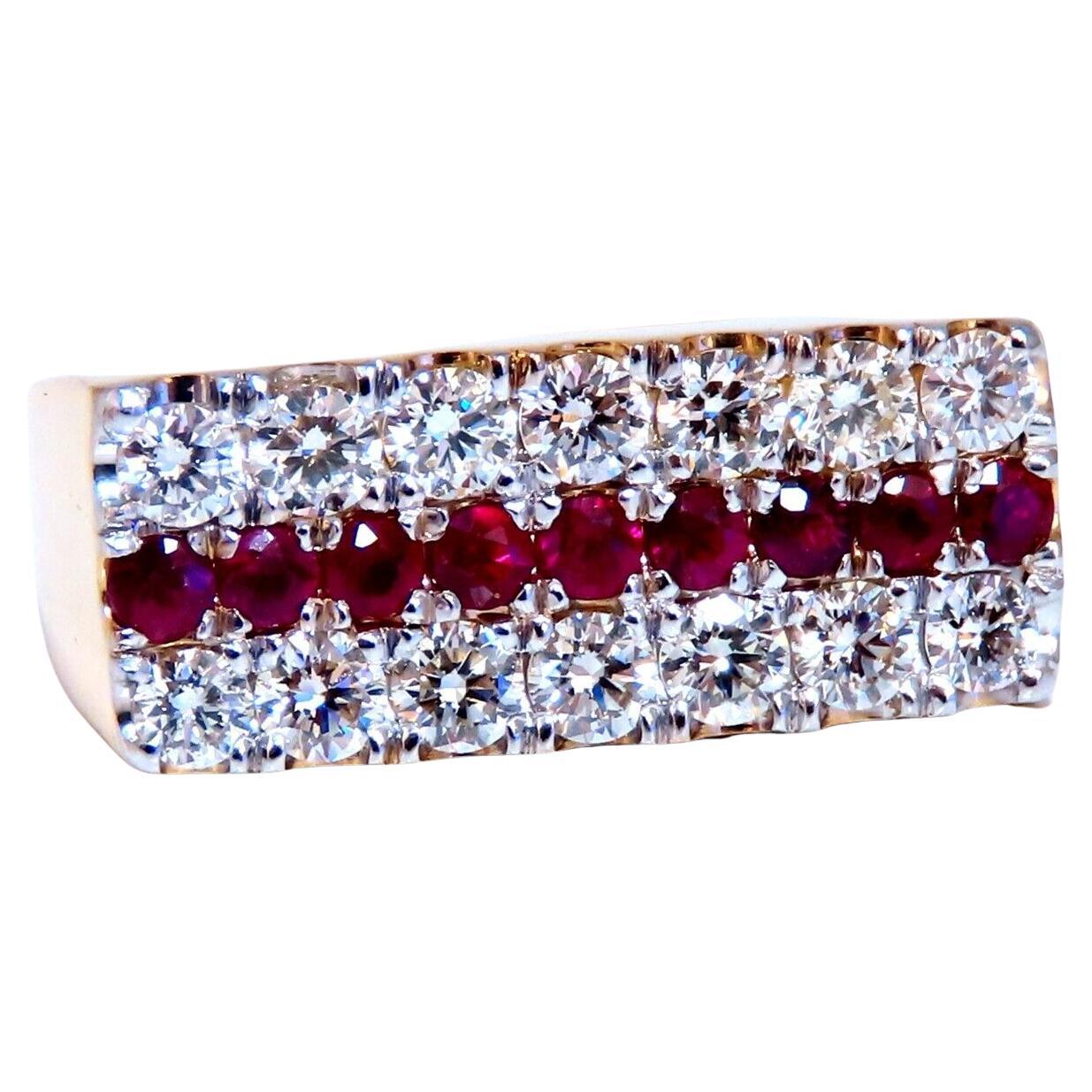 Bague en rubis naturel et diamants de 1,58ct Bandeau plat* en vente