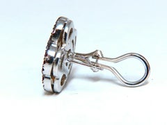 1.58 Carat Natural Ruby Diamonds Cluster Clip Earrings 14 Karat Gold Flower