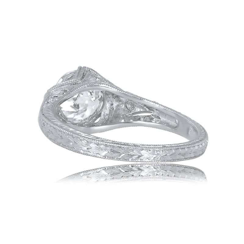 Women's 1.58ct Old European Cut Antique Diamond Engagement Ring, Platinum  For Sale