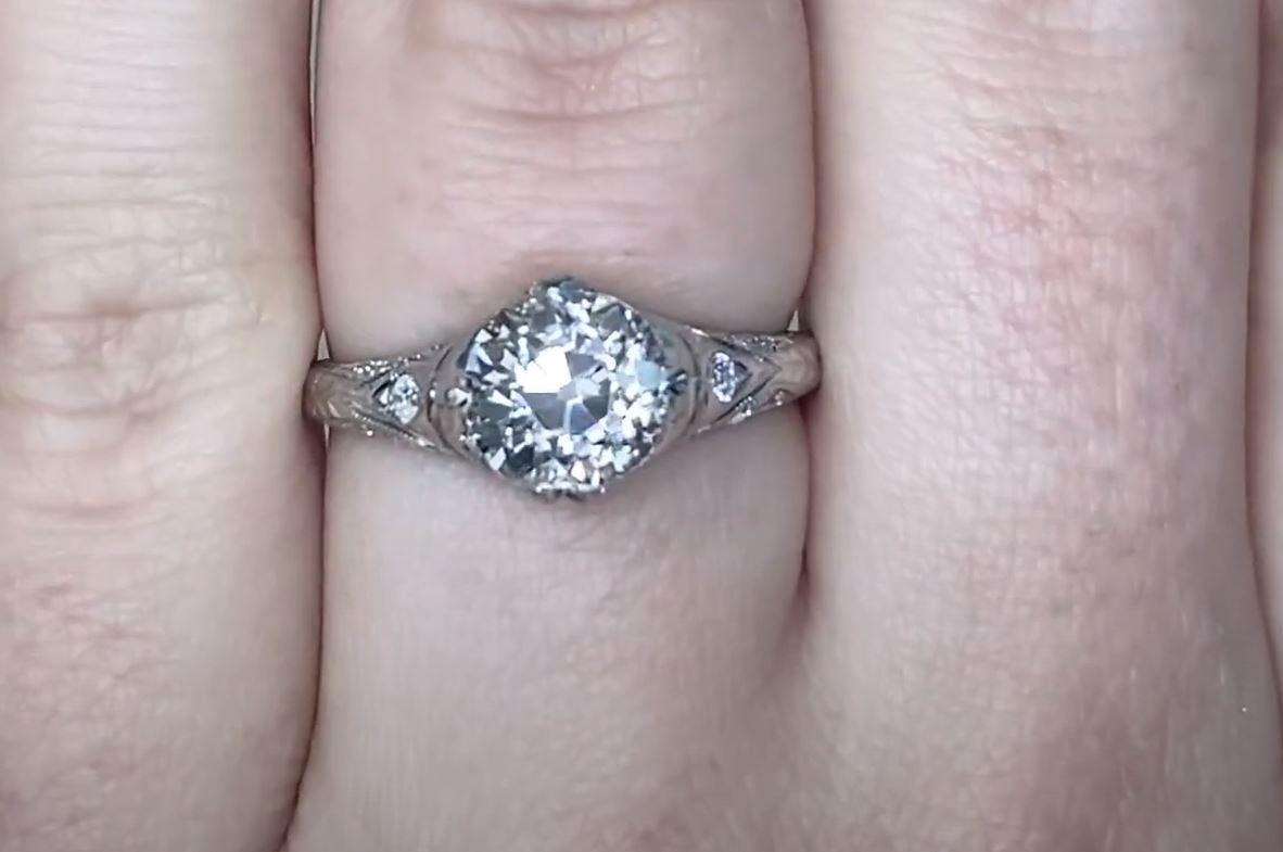 1.58ct Old European Cut Antique Diamond Engagement Ring, Platinum  For Sale 1