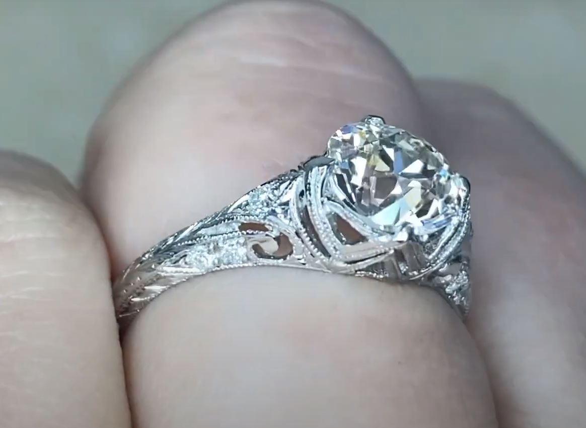 1.58ct Old European Cut Antique Diamond Engagement Ring, Platinum  For Sale 2