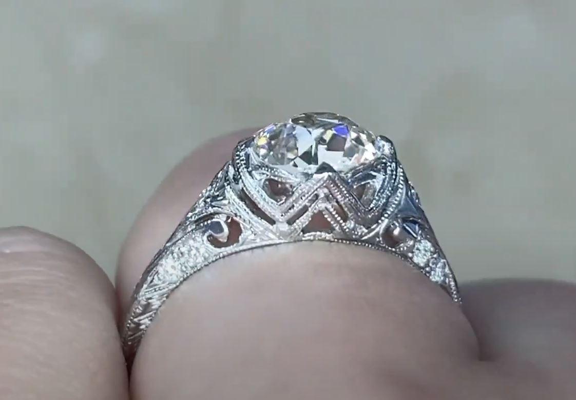 1.58ct Old European Cut Antique Diamond Engagement Ring, Platinum  For Sale 4