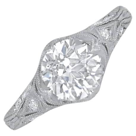 1.58ct Old European Cut Antique Diamond Engagement Ring, Platinum  For Sale