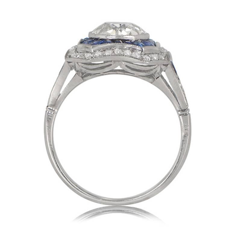 Art Deco 1.58ct Old European Cut Antique Diamond Engagement Ring, VS1 Clarity, Platinum For Sale