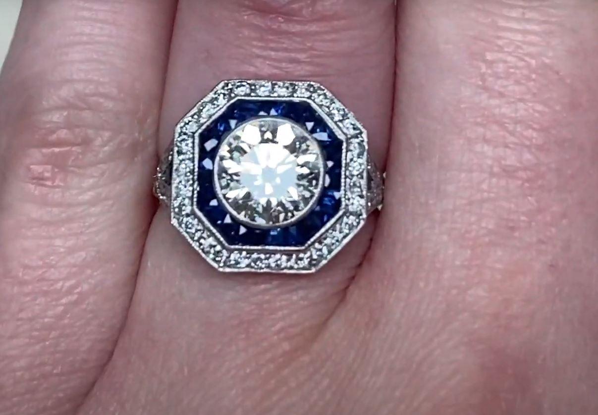 Women's 1.58ct Old European Cut Antique Diamond Engagement Ring, VS1 Clarity, Platinum For Sale