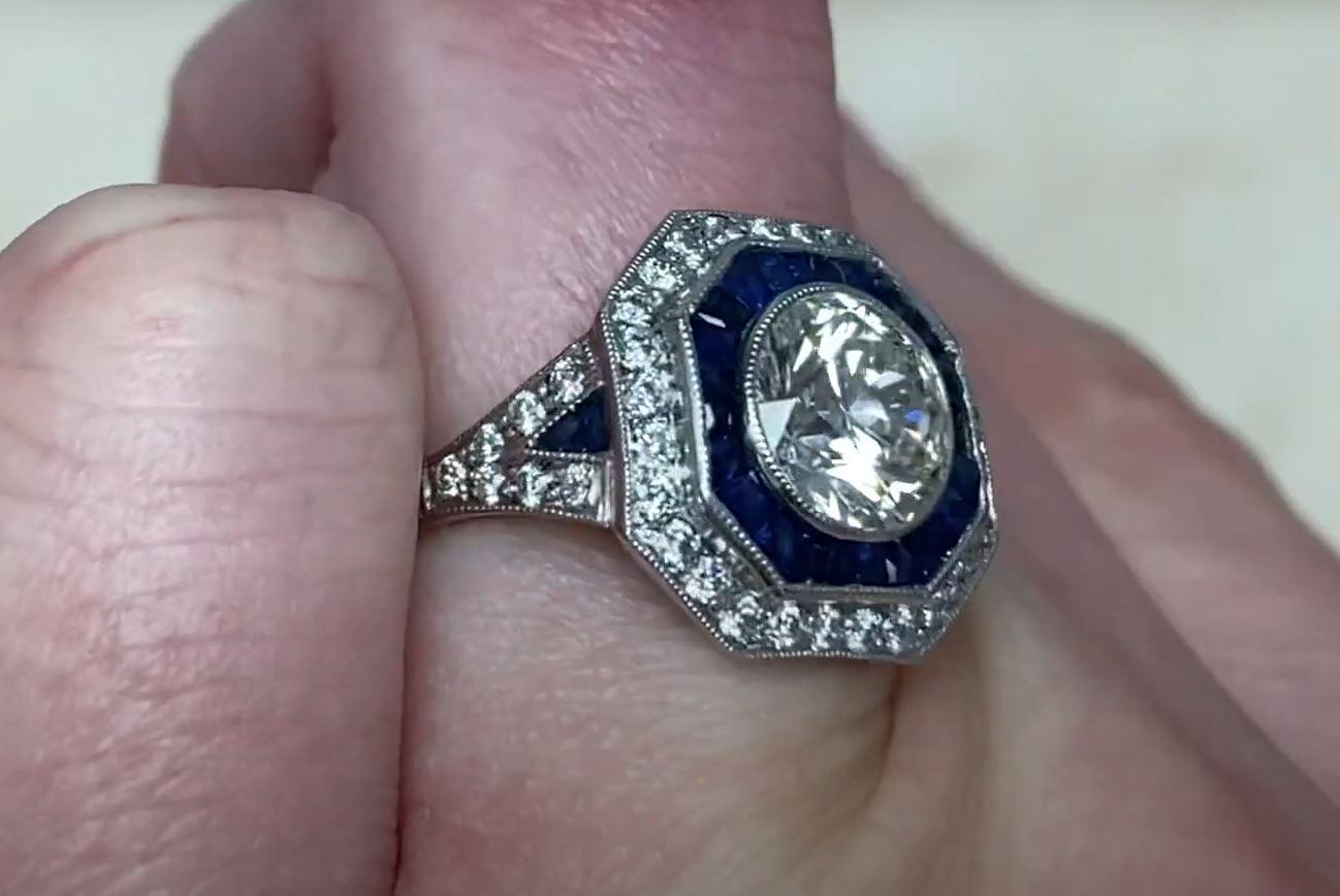 1.58ct Old European Cut Antique Diamond Engagement Ring, VS1 Clarity, Platinum For Sale 1