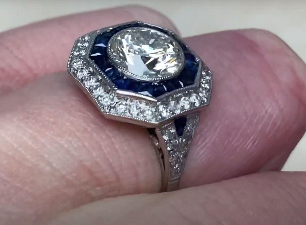 1.58ct Old European Cut Antique Diamond Engagement Ring, VS1 Clarity, Platinum For Sale 2