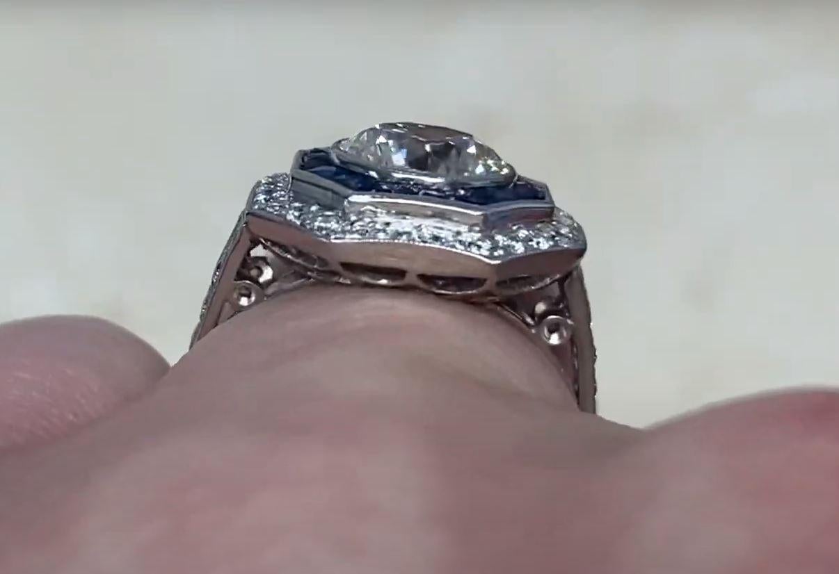 1.58ct Old European Cut Antique Diamond Engagement Ring, VS1 Clarity, Platinum For Sale 3