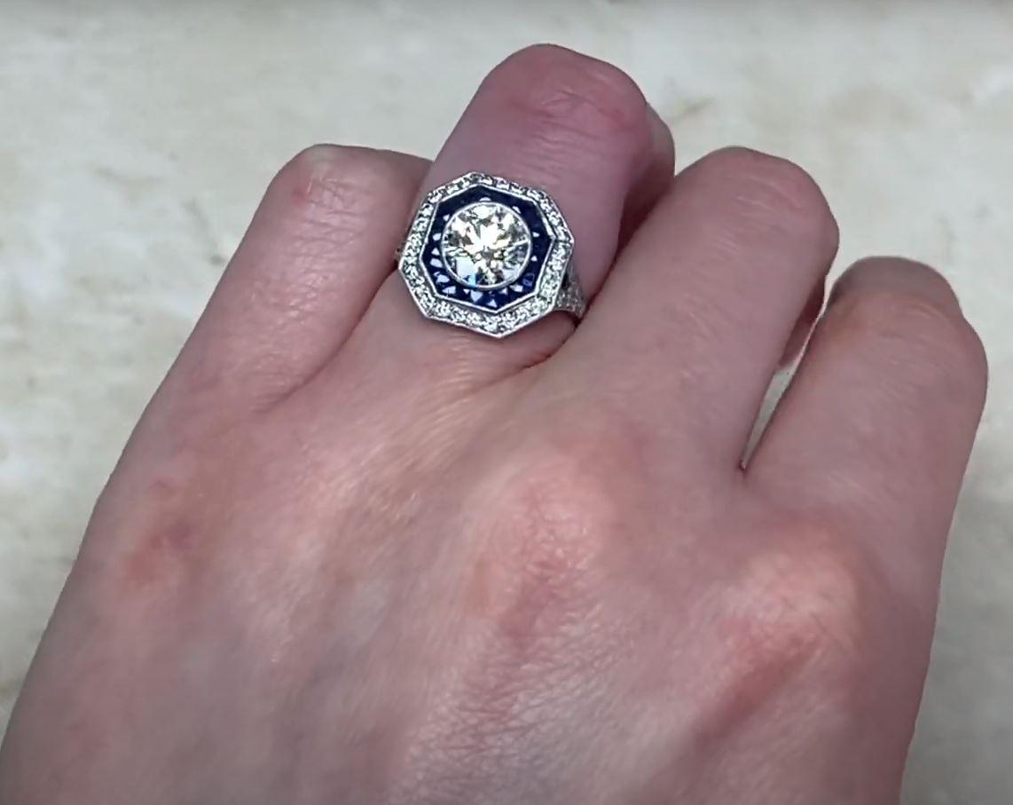 1.58ct Old European Cut Antique Diamond Engagement Ring, VS1 Clarity, Platinum For Sale 4