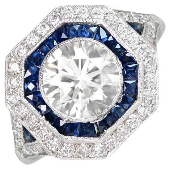 1.58ct Old European Cut Antique Diamond Engagement Ring, VS1 Clarity, Platinum For Sale