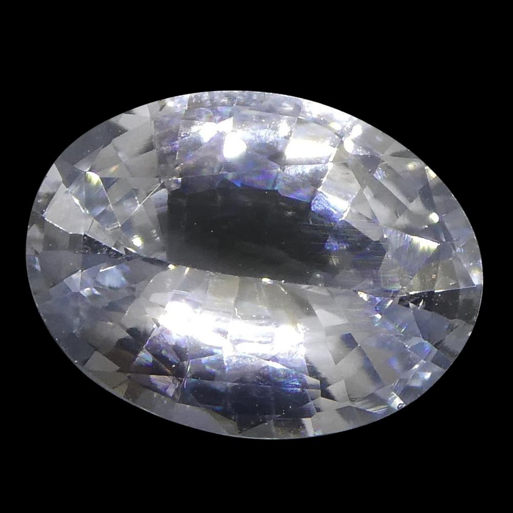 Women's or Men's 1.58 Carat Oval Icy Light Blue Sapphire GIA Certified Sri Lanka Unheated For Sale