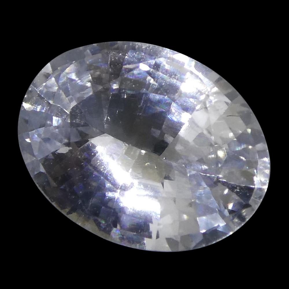 1.58 Carat Oval Icy Light Blue Sapphire GIA Certified Sri Lanka Unheated For Sale 3