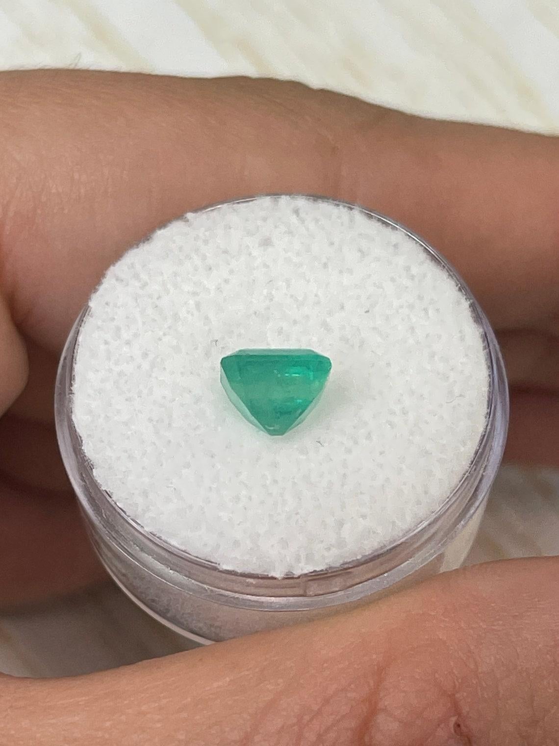 1.58ct Pastel Green Colombian Emerald 7x6.5mm Asscher Cut Genuine May Birthstone In New Condition In Jupiter, FL