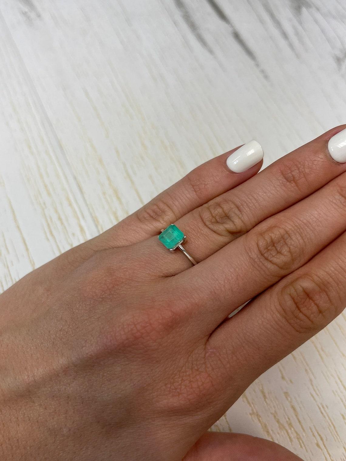 1.58ct Pastel Green Colombian Emerald 7x6.5mm Asscher Cut Genuine May Birthstone 1
