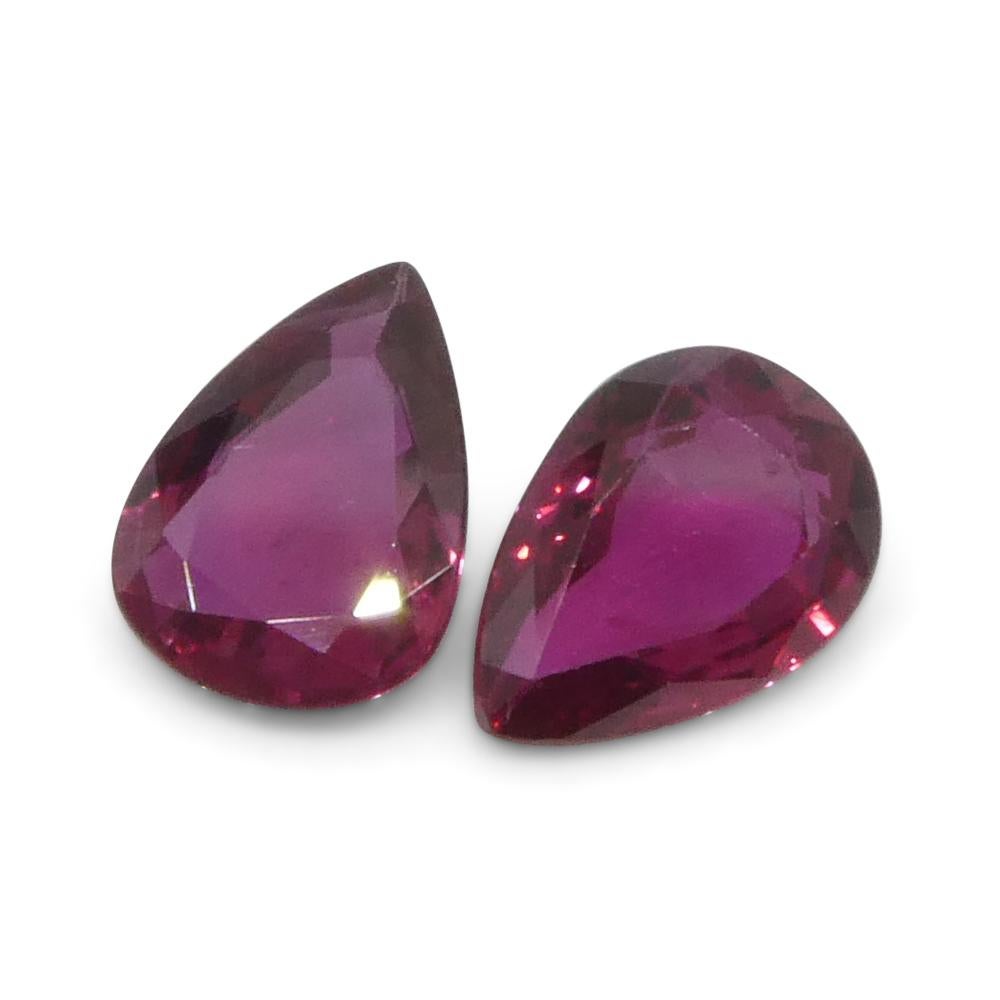 1.58ct Pear Red Ruby from Thailand Pair For Sale 6