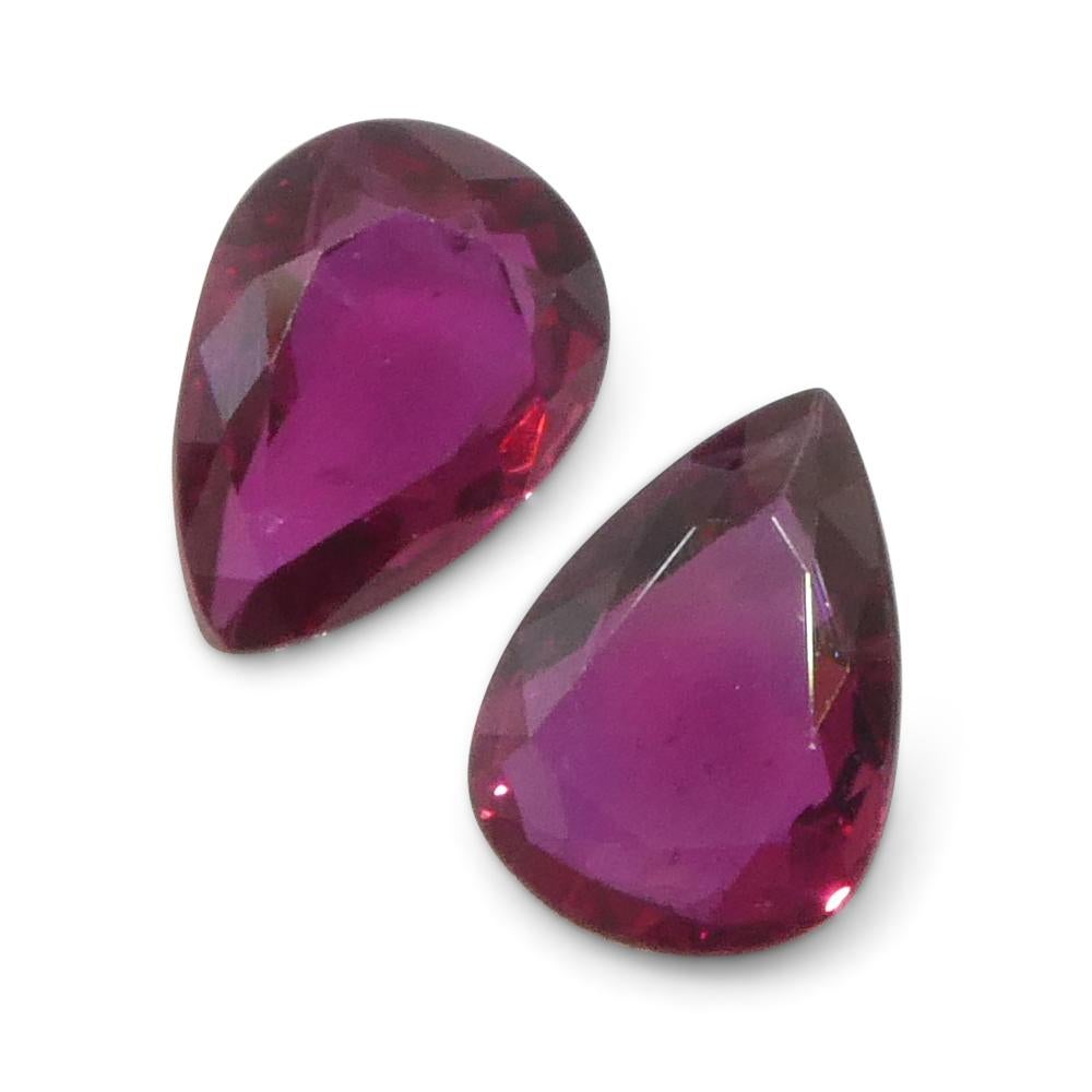 1.58ct Pear Red Ruby from Thailand Pair For Sale 7